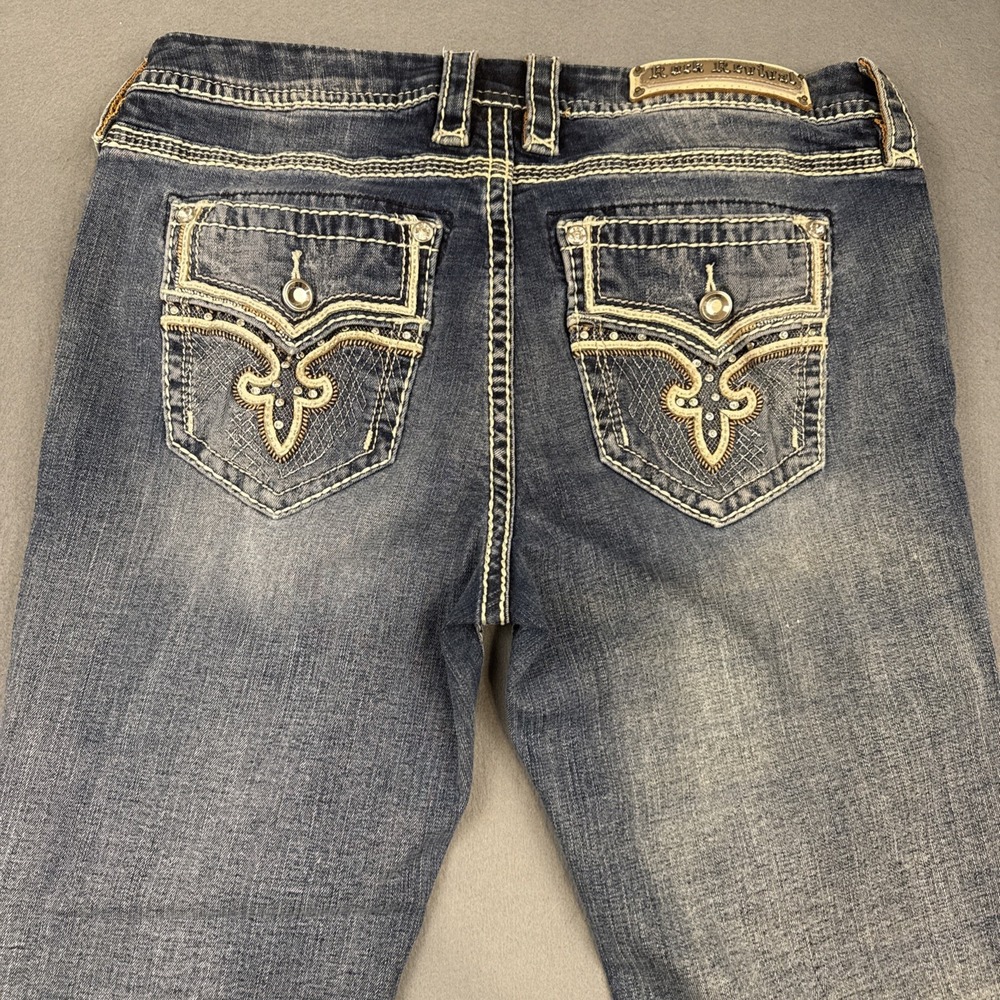 Rock Revival RANA JEANS Women's 31x28 Straight Embroidered Boot THICK STITCH